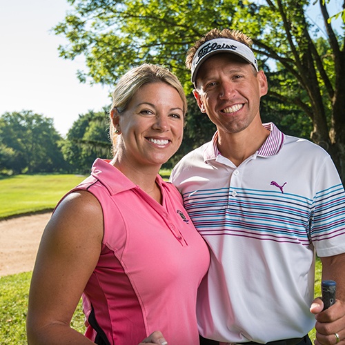 man and woman on the golf course of Brookside Country Club