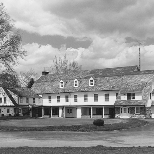 past clubhouse black and white photo