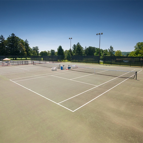 tennis court spring day